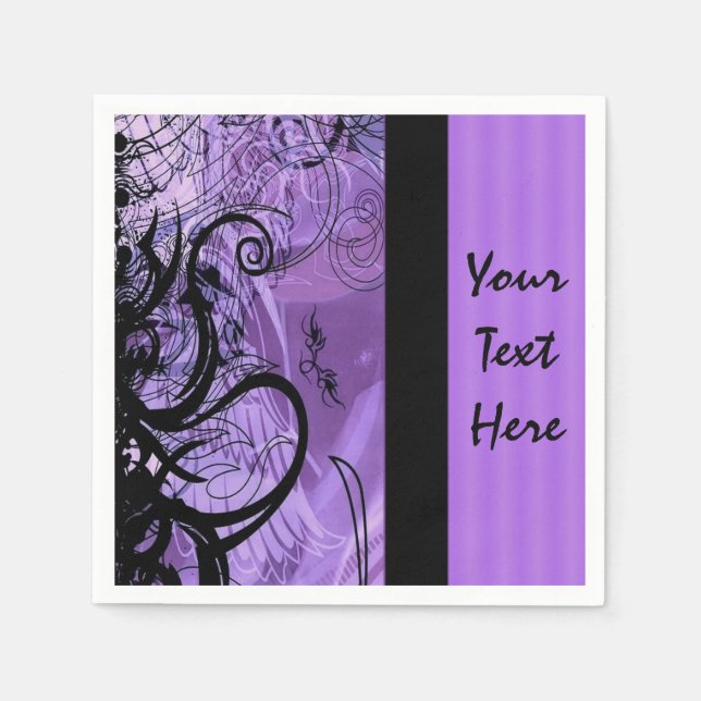 Personalised Purple and Black Goth Pattern Napkins (Front)