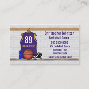 Personalised Purple and Gold Basketball Jersey Business Card