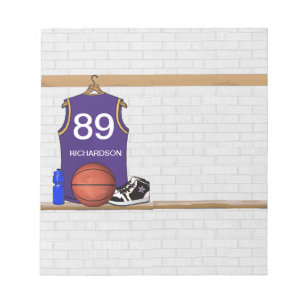 Personalised Purple and Gold Basketball Jersey Notepad