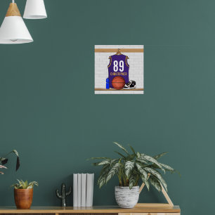 Personalised Purple and Gold Basketball Jersey Poster
