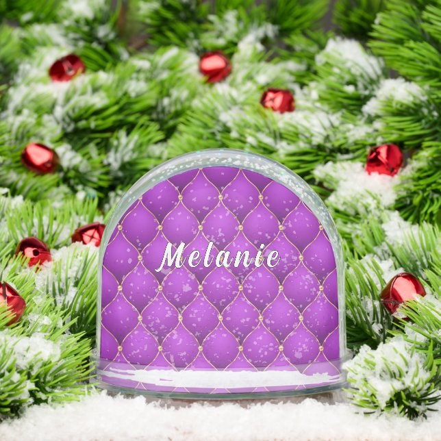 Personalised Purple and Gold Custom Name Snowglobe (Christmas)