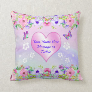 Personalised Purple and Pink Butterfly Pillow