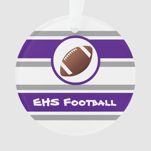 Personalised Purple and Sliver Football Ornament (Front)