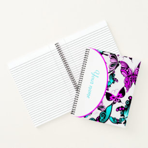Personalised Purple and teal butterflies Notebook