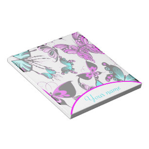 Personalised Purple and teal butterflies  Notepad
