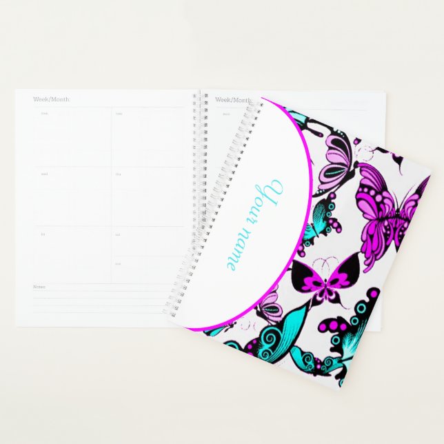 Personalised Purple and teal butterflies Planner (Display)