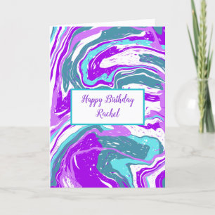 Personalised Purple and Teal Marble Birthday Card