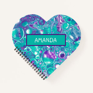 Personalised Purple and teal marble fluid art  Notebook