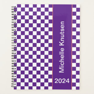 Personalised purple and white Chequered 2024 Planner
