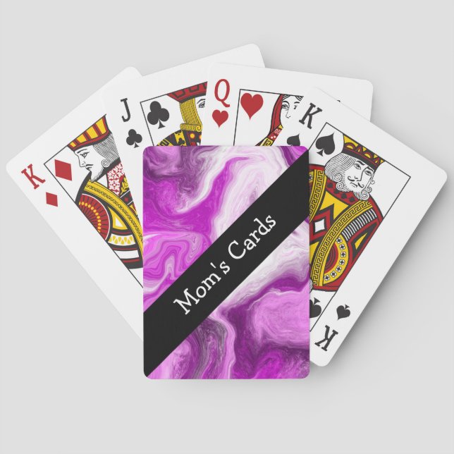 Personalised Purple and White Marble Swirls   Playing Cards (Back)