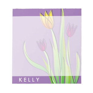 Personalised Purple and Yellow Tulips Bouquet Notepad