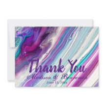 Personalised Purple Aqua Wedding Thank You Cards