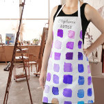 Personalised Purple Artist Apron<br><div class="desc">This apron is decorated with a pattern of colour samples in shades of purple.
Perfect for an artist or someone who enjoys painting.
Personalise this apron with your name or monogram.
Because we create our artwork you won’t find this exact design from other designers.
Original Watercolor © Michele Davies.</div>