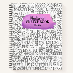 Personalised Purple Artist Sketchbook Notebook