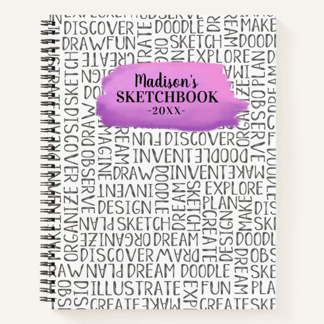 Personalised Purple Artist Sketchbook Notebook (Front)