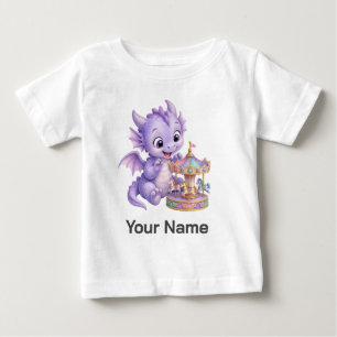 Personalised Purple Baby Dragon Magical Carousel T-Shirt