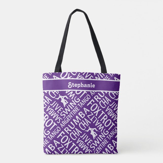 Personalised Purple Ballroom Dance Tote Bag (Back)