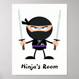 Personalised Purple Belt Ninja Warrior Two Katana Poster