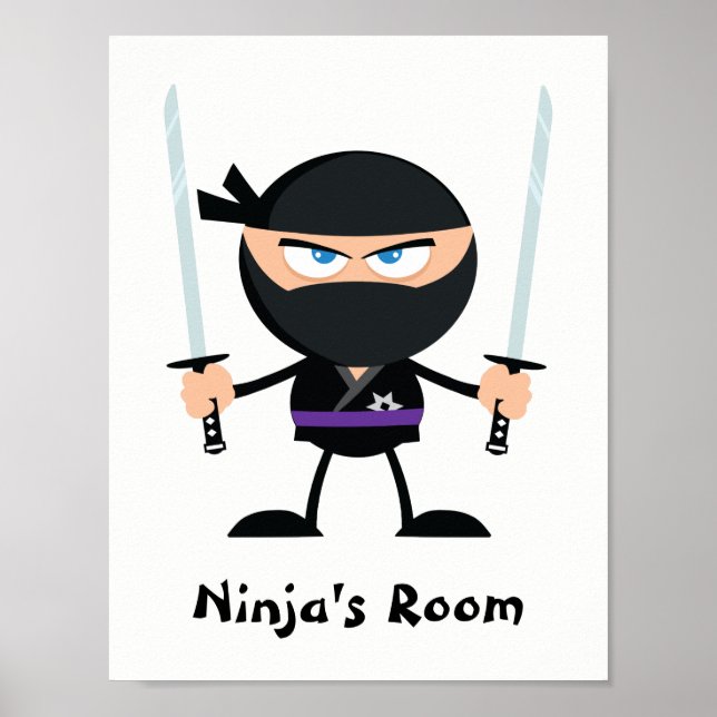 Personalised Purple Belt Ninja Warrior Two Katana Poster (Front)