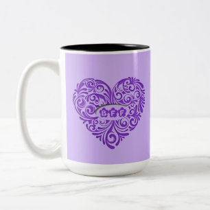 Personalised Purple BFF Heart Mug