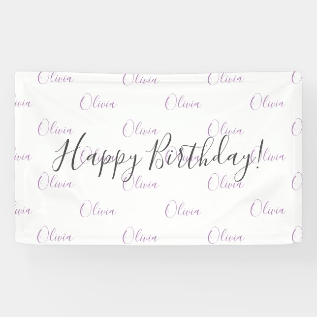 Personalised Purple Birthday Name Banner (Horizontal)