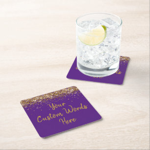 Personalised Purple Birthday Party Anniversary Uni Square Paper Coaster