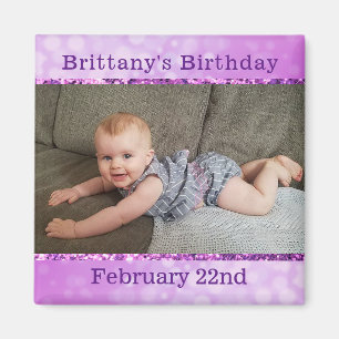 Personalised Purple  Birthday Reminder Magnet
