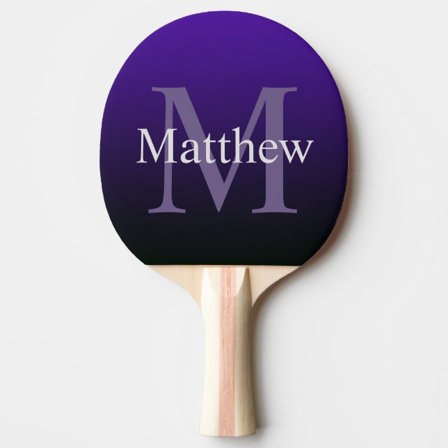 Personalised Purple Black  Ping Pong Paddle (Front)