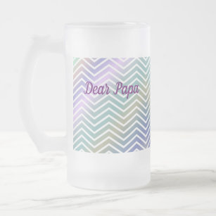 Personalised Purple, Blue and Green Stripes Glass  Frosted Glass Beer Mug