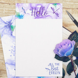 Personalised Purple & Blue Dragonfly Stationary