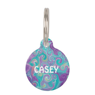 Personalised Purple, Blue, Gold and Teal   Pet Tag