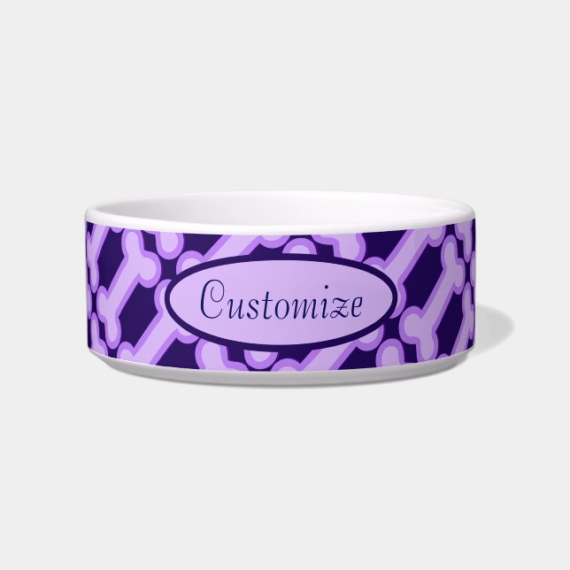 Personalised Purple Bones Pattern Bowl (Front)