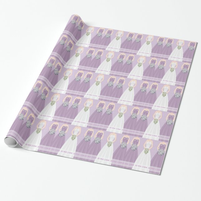 Personalised Purple Bridal Shower Wrapping Paper (Unrolled)