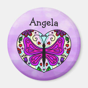 Personalised Purple Butterfly Heart Mandala      Magnet