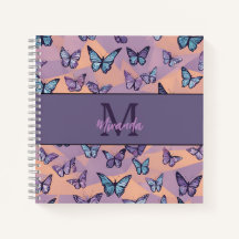 Personalised Purple Butterfly Monogram Sketchbook