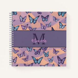 Personalised Purple Butterfly Monogram Sketchbook Notebook
