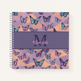 Personalised Purple Butterfly Monogram Sketchbook Notebook