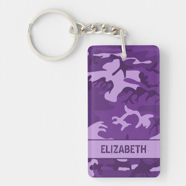 Personalised Purple Camo Key Ring (Front)