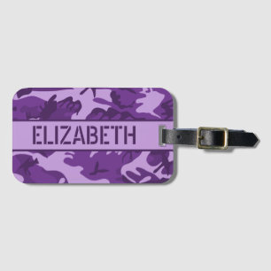 Personalised Purple Camo Luggage Tag
