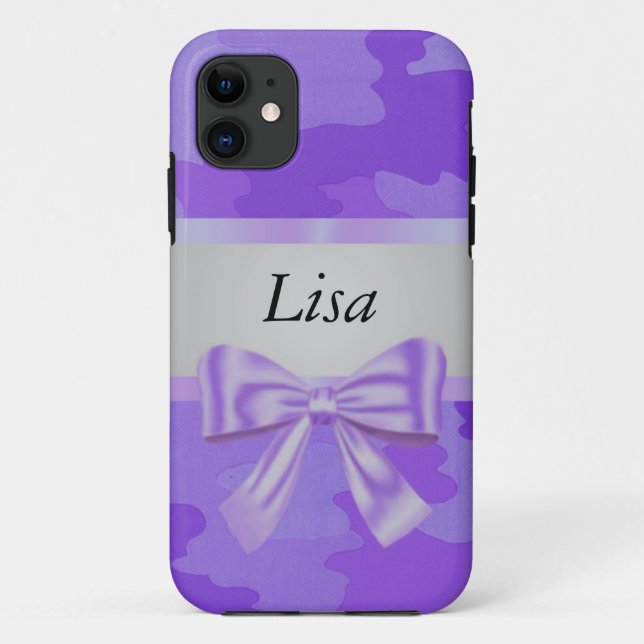Personalised Purple Camouflage Purple Bow Case-Mate iPhone Case (Back)