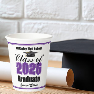 Personalised Purple Class of 2026 Graduation Party Paper Cups