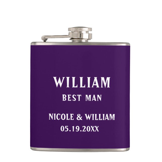 Personalised Purple Colour Scene Hip Flask (Front)