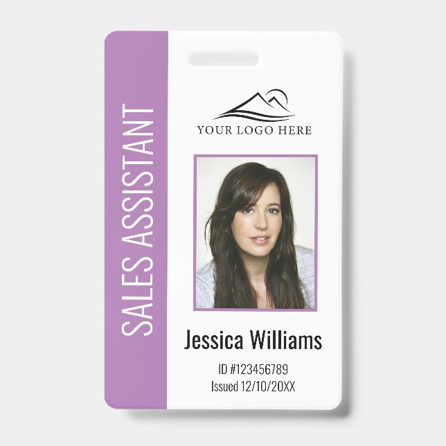 Personalised Purple Corporate Employee Security ID Badge (Front)