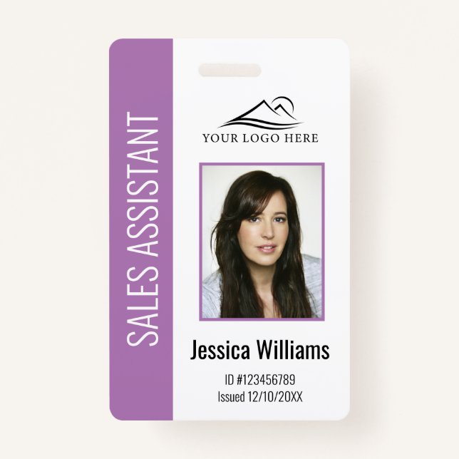 Personalised Purple Corporate Employee Security ID ID Badge (Front)