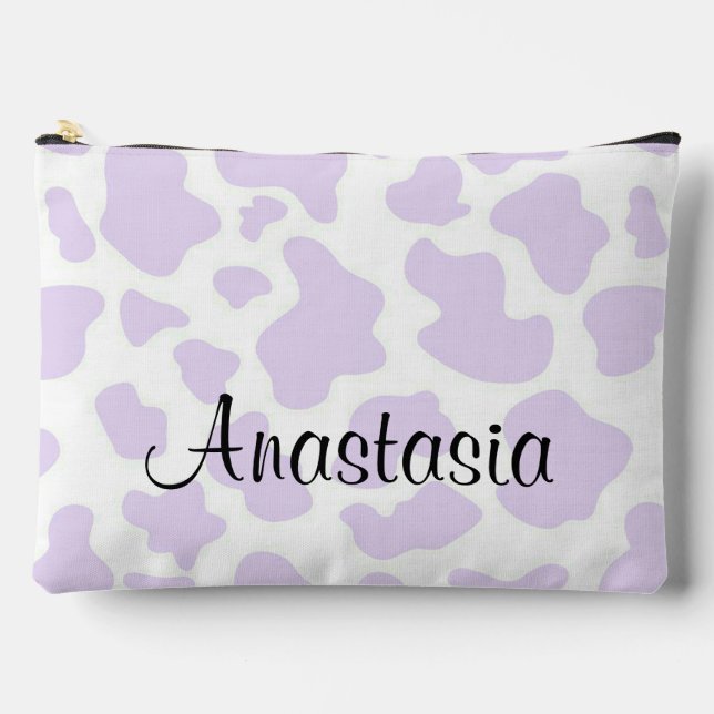 Personalised Purple Cow Print Accessory Pouch (Front)