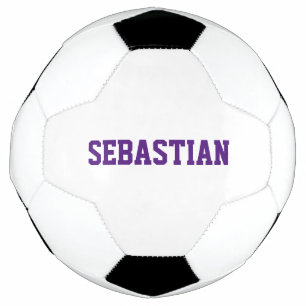 Personalised purple custom name sports team number soccer ball