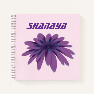 Personalised Purple Daisy Flower Illustration Notebook