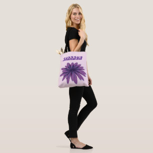 Personalised Purple Daisy Flower Illustration  Tote Bag