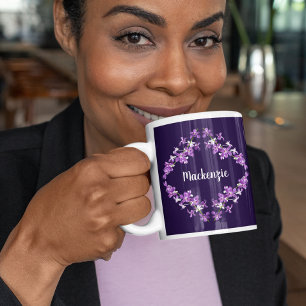 Personalised Purple Dendrobium Orchids Motif Coffee Mug