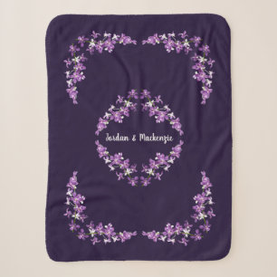 Personalised Purple Dendrobium Orchids Motif Sherpa Blanket